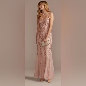 David's Bridal Blush Sequin Maxi Dress - GALINA SIGNATURE